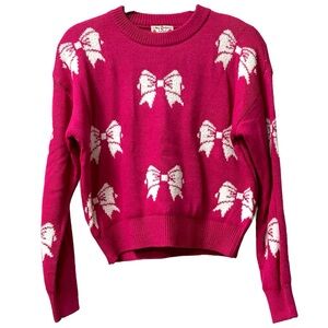 Poof NWT Women’s Long Sleeve Bow Print Sweater  Sz‎ M